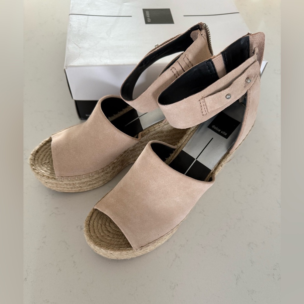 Dolce Vita Beige genuine suede Espadrille Sandals